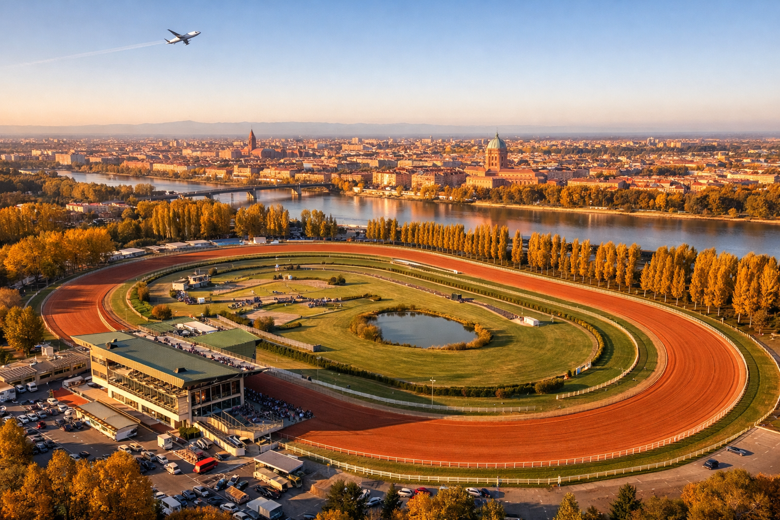 Vue aérienne de l'hippodrome de Toulouse La Cépière